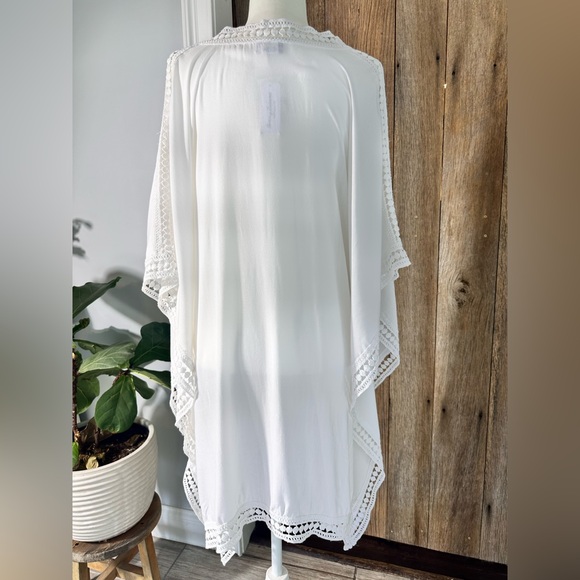 NEW Tommy Bahama Crochet Lace Trim Oversized Swim Cover-Up Tunic Size S White - Picture 7 of 10